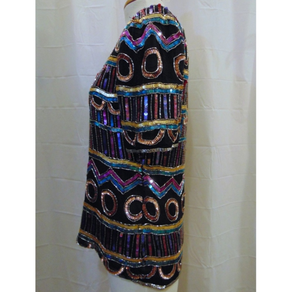 Vintage Laurence Kazar Sequin Evening Top Sz S - Picture 3 of 5